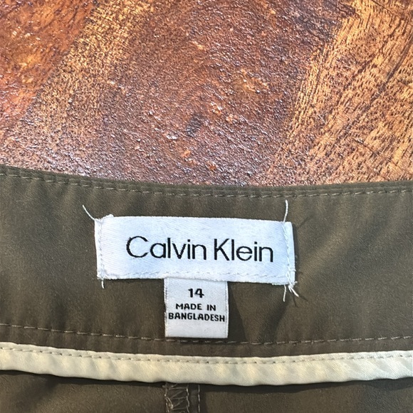 Calvin Klein Khaki Green Faux Front Wrap Shorts - Picture 2 of 5